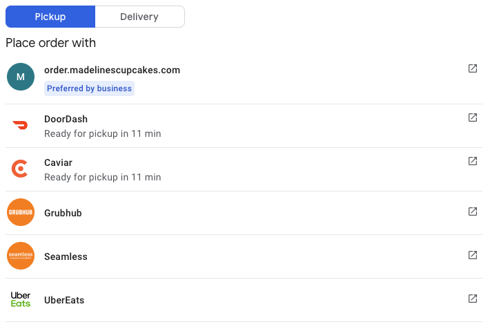 enlaces de recogida de Google