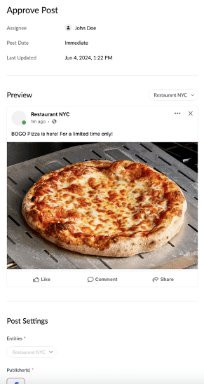 Task details tab with post preview