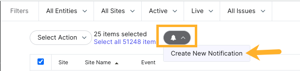 Events bell icon