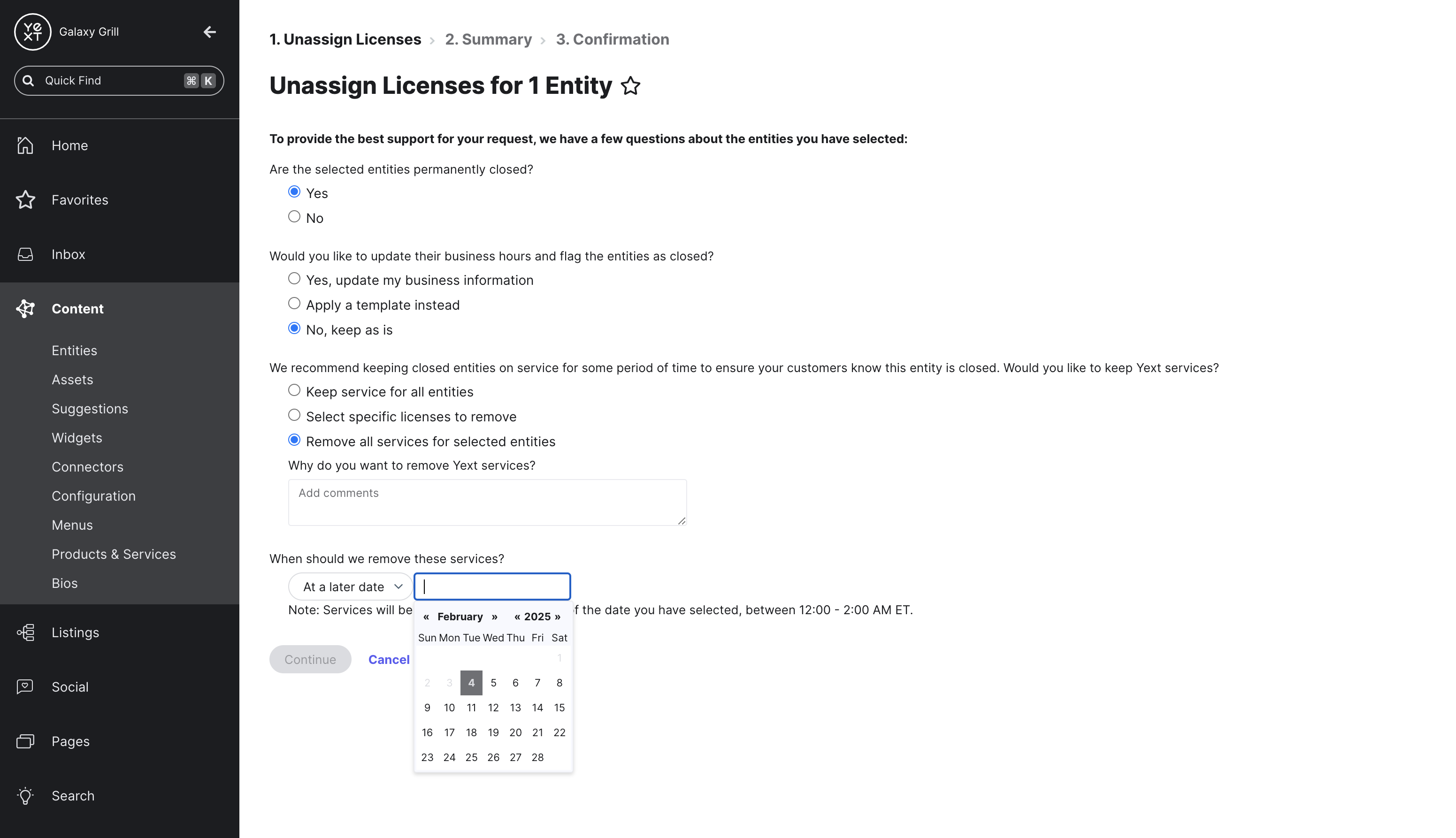 Unassign license flow